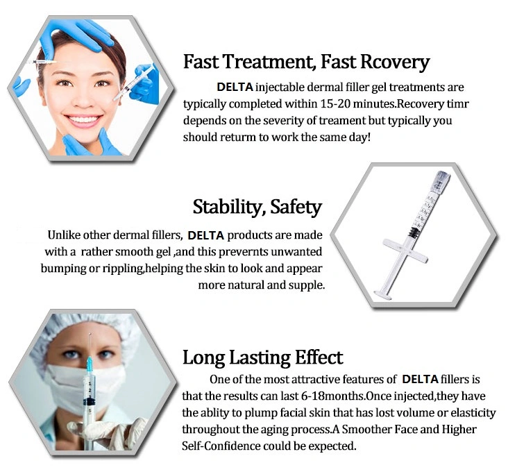 Cross-Linked Hyaluronic Acid Skin Care for Plastic Surgery Injectable Dermal Filler